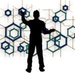 hexagon, blockchain, man, silhouette, steering, taxes, network, concentration, logistics, synergies, database, technology, web, cut out, blockchain, database, database, database, database, database